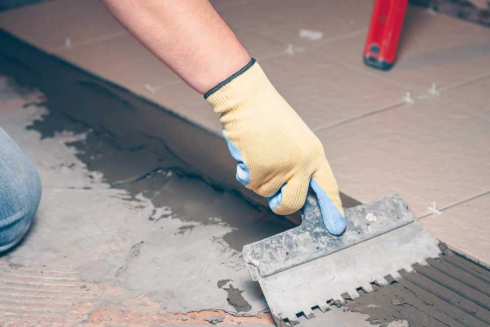 Travertine tile installation