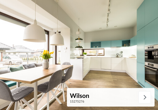 A modern kitchen with wilson color vinyl flooring from the Builddirect's ultimate collection